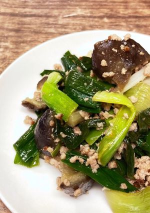 茄子とにんにく葉のスタミナ炒め-レシピのメイン写真
