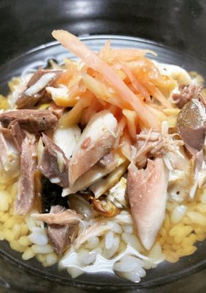 青パパイヤの梅酢漬と焼鯖のお茶漬け-レシピのメイン写真