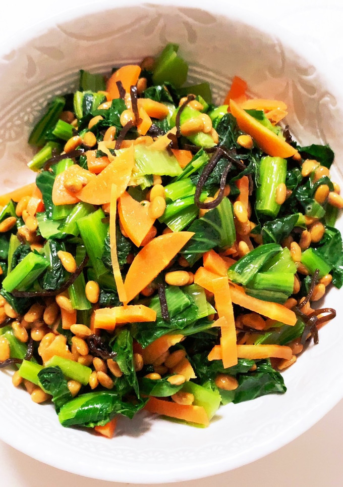 旬の野菜と納豆と塩昆布の和え物-レシピのメイン写真