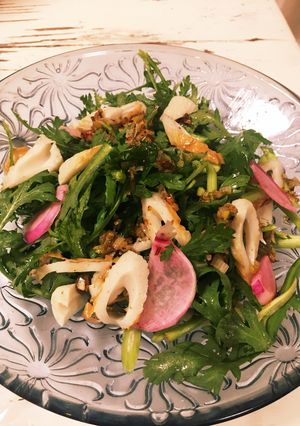 春菊と竹輪の山椒葱油がけサラダ-レシピのメイン写真