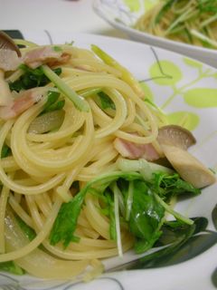 シャキシャキ水菜とキノコの和風パスタ-レシピのメイン写真