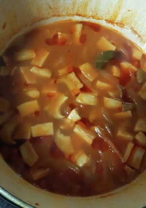 ル・クルーゼ鶏胸肉ときのこのトマト煮込み-レシピのメイン写真