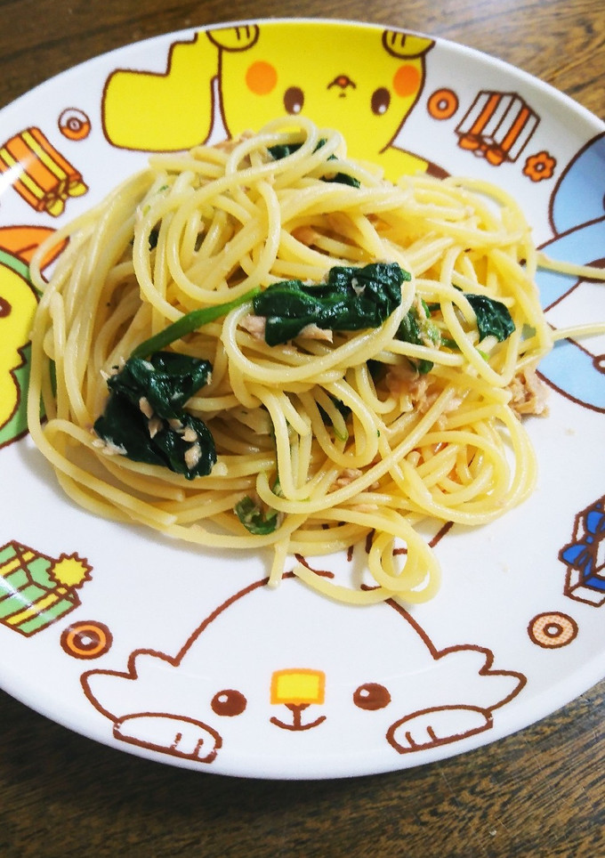ぱぱっと簡単ツナほうれん草和風スパゲティ-レシピのメイン写真