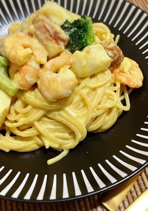 エビとブロッコリーのカレークリームパスタ-レシピのメイン写真