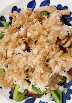 鶏皮椎茸ピーマン炒めおろしポン酢のせ-レシピのメイン写真
