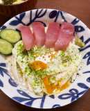 オートミールでマグロの山かけ丼