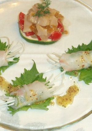 前菜~ホタテのウニ仕立て鯛のカルパッチョ-レシピのメイン写真