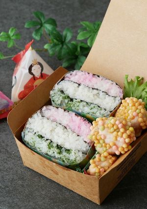 ひしもち風。ご飯だけおりたたみおにぎらず-レシピのメイン写真