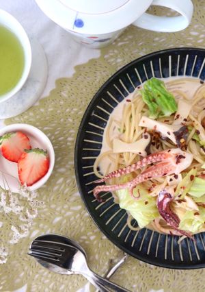 イカとキャベツの和風クリームパスタ♪-レシピのメイン写真