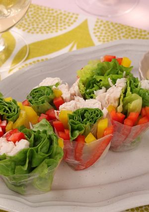 彩り野菜と蒸し鶏の生春巻き-レシピのメイン写真
