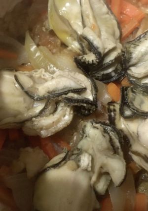土鍋で牡蠣ごはん（玄米・重ね煮）-レシピのメイン写真
