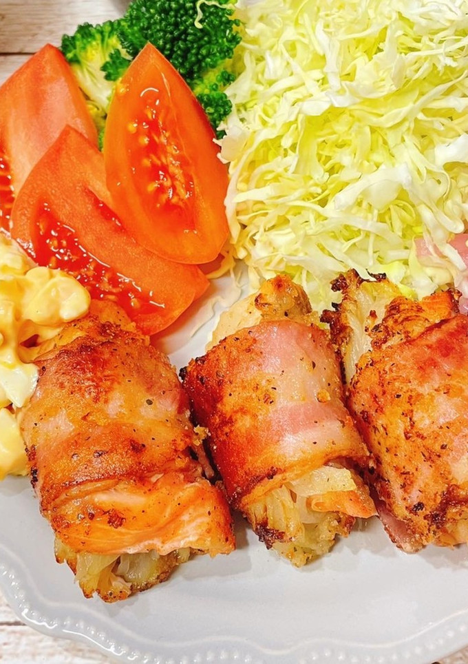 生鮭と玉ねぎのベーコン巻きムニエル-レシピのメイン写真