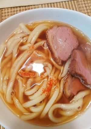 斬新!鴨ハムのせたうどん〜-レシピのメイン写真