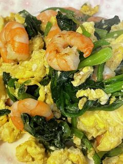 サラダ海老ほうれん草卵#春三色#マヨ炒め-レシピのメイン写真