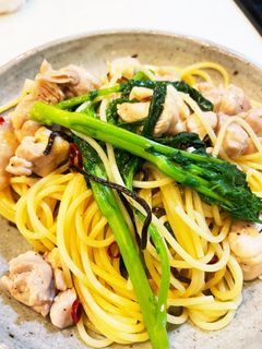 菜の花と鶏もものペペロンチーノ-レシピのメイン写真