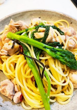 菜の花と鶏もものペペロンチーノ-レシピのメイン写真