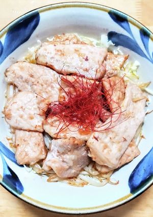 豚ロース肉とキャベツにモヤシの生姜焼き丼-レシピのメイン写真