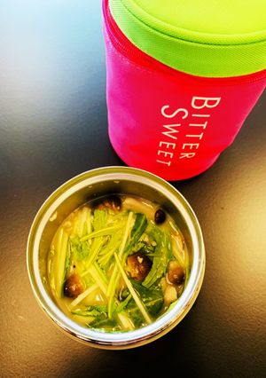スープジャー　水菜としめじのオートミール-レシピのメイン写真