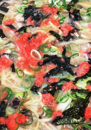 白だしで明太子ときのこの【スープパスタ】-レシピのメイン写真