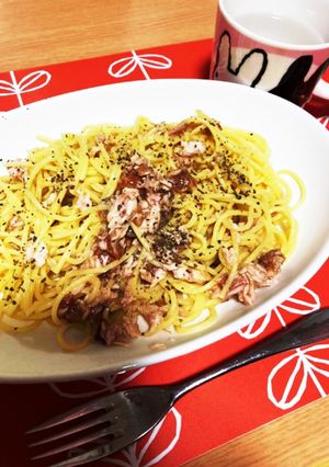 梅とツナの塩胡椒パスタ♪-レシピのメイン写真