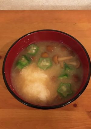 なめことオクラととろろのお味噌汁-レシピのメイン写真