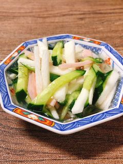 長芋とキュウリとハムの酢の物-レシピのメイン写真