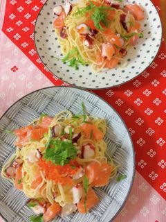 いくらとサーモンの親子和風パスタ-レシピのメイン写真