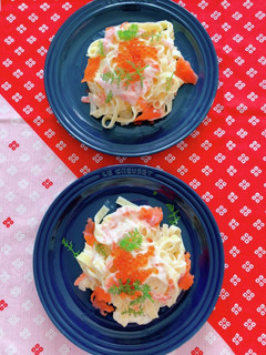 スモークサーモンといくらのクリームパスタ-レシピのメイン写真