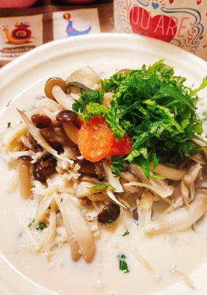 *きのこの明太クリームパスタ風-レシピのメイン写真