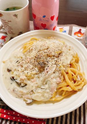 *きのことツナの豆乳スープパスタ*-レシピのメイン写真