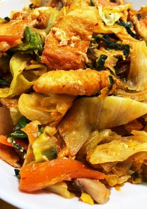 鍋キューブで！野菜と油揚げのキムチ炒め-レシピのメイン写真