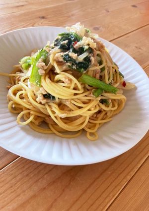 こくうま！小松菜とツナの和風パスタ-レシピのメイン写真