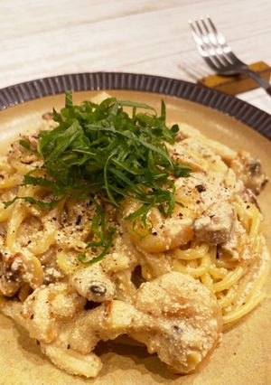 簡単和風シーフードたらこクリームパスタ-レシピのメイン写真