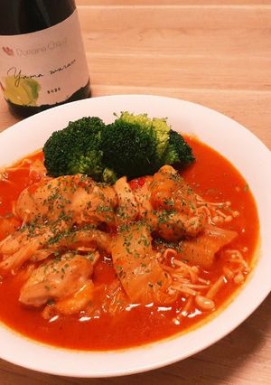 ワインに合う♪鶏肉と白菜のトマト煮-レシピのメイン写真