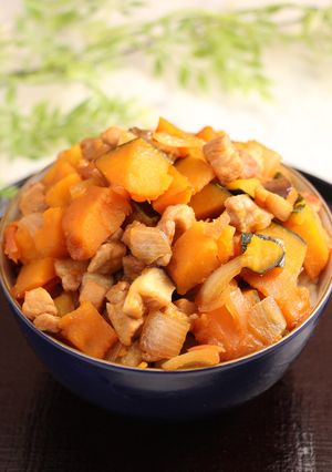 簡単！豚バラかぼちゃ丼　たっぷり紅生姜-レシピのメイン写真