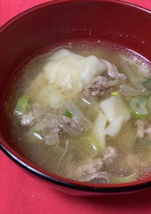 ネギとひき肉のワンタンスープ-レシピのメイン写真