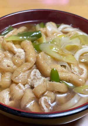 寒い日に♪葱と油揚げの餡かけうどん-レシピのメイン写真