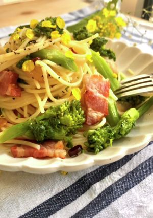 フライパン１つ☆菜の花とベーコンのパスタ-レシピのメイン写真