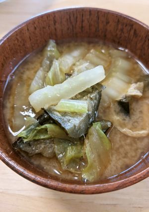 茄子と白菜のお味噌汁-レシピのメイン写真