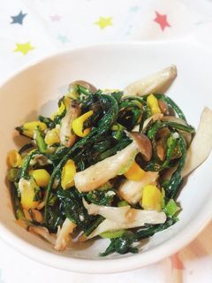春菊・しめじ・コーンの塩麹バター炒め☆-レシピのメイン写真