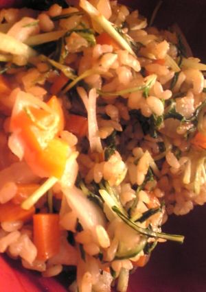 鶏ささみと玉葱と人参と水菜の炒飯-レシピのメイン写真