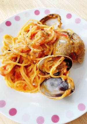 フライパン一つで！あさりとトマトのパスタ-レシピのメイン写真