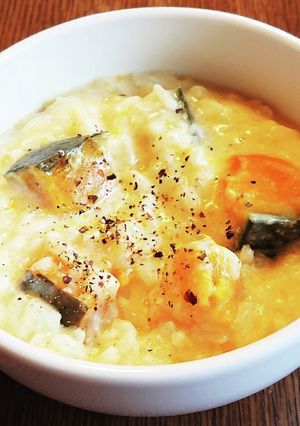生米から作るかぼちゃの豆乳粥-レシピのメイン写真