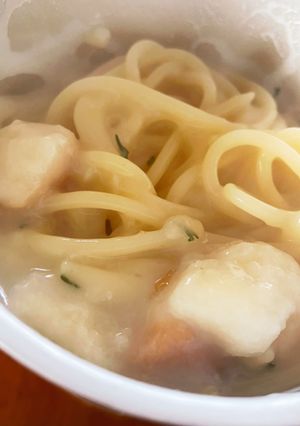 休日ランチに！お好みスープでスープパスタ-レシピのメイン写真