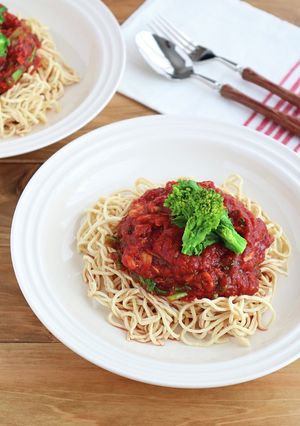 菜の花とツナの豆腐干トマトソース-レシピのメイン写真