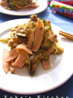 豚ひき肉となすとソーセージの味噌炒め-レシピのメイン写真