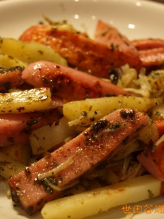 魚肉ソーセージとポテトのジェノバ炒め-レシピのメイン写真