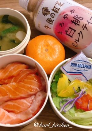 簡単サーモン丼クリチ野菜サラダ覚書-レシピのメイン写真