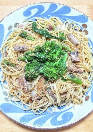 イワシ水煮缶と菜の花のパスタ-レシピのメイン写真