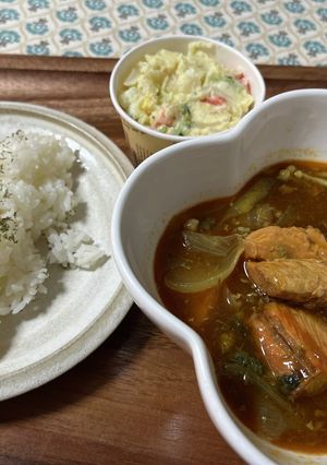 鮭の水煮缶と半端野菜で超楽スープカレー♪-レシピのメイン写真